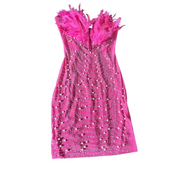 Women's Bodycon Super Pearly Pink Lace Dress - Picture 2 of 7